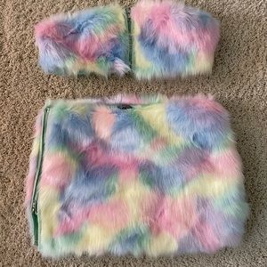 NWOT Dolls Kill Two Piece Fluffy Set!💓
